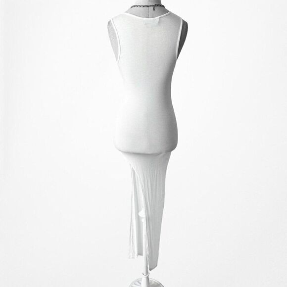 Nasty Gal White Knit V-Neck Slit Maxi Bodycon Cover Up Beach Dress Size S - Picture 5 of 7